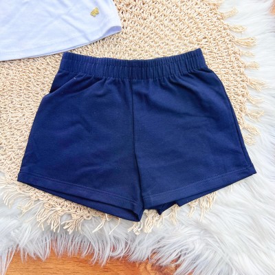 Conj. Regata com Babadinho e Short - Branco e Marinho